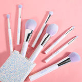 Docolor makeup brushes 8 Pieces Sparkle Brush Set With Holder (White) best makeup brushes synthetic hair makeup brushes professional makeup brushes Docolor brushes Instagram makeup brush natural makeup looks makeup brushes recommended by makeup artists