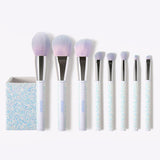 Docolor makeup brushes 8 Pieces Sparkle Brush Set With Holder (White) best makeup brushes synthetic hair makeup brushes professional makeup brushes Docolor brushes Instagram makeup brush natural makeup looks makeup brushes recommended by makeup artists