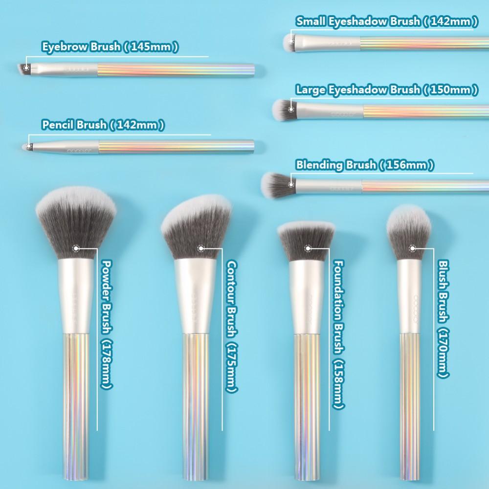 9 Pieces AURORA Makeup Brush Set with Bag (Standard Shipping) DOCOLOR OFFICIAL Beauty brushes