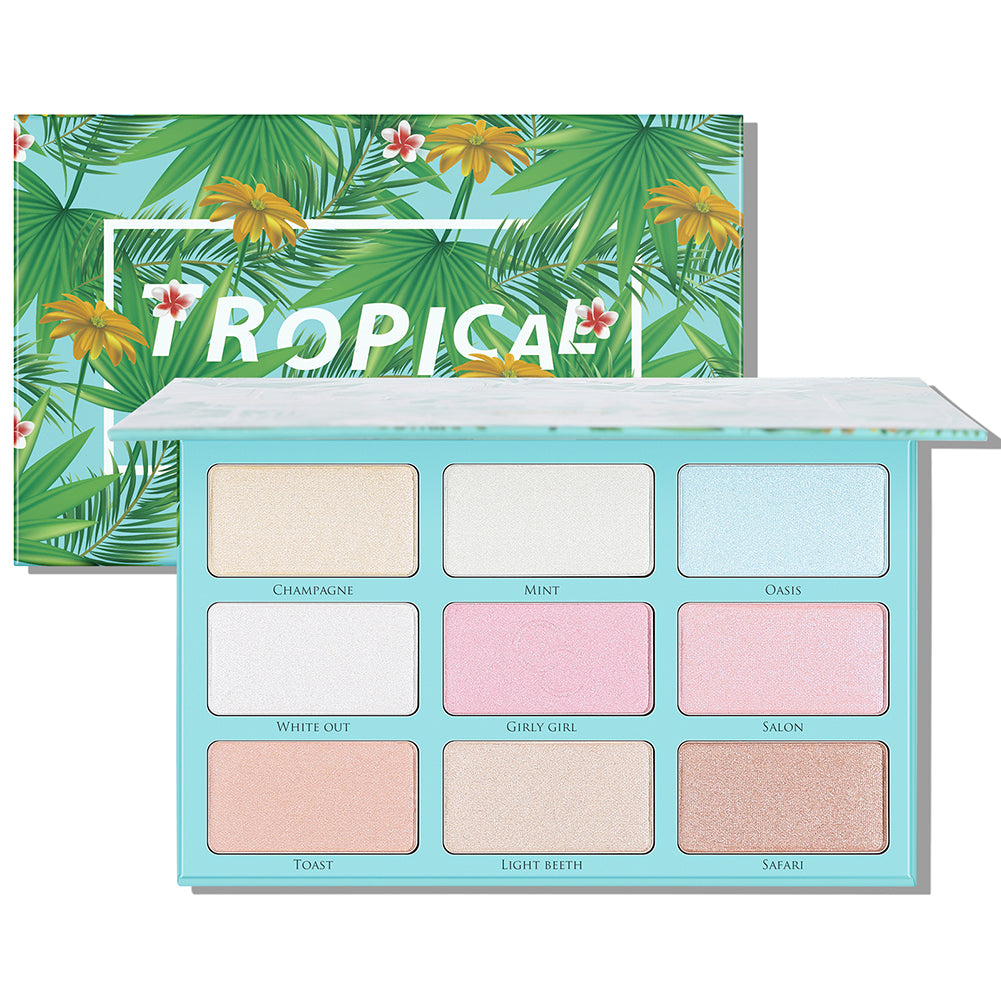 (Only ship to EU）Tropical 9 Color Highlighter Palette