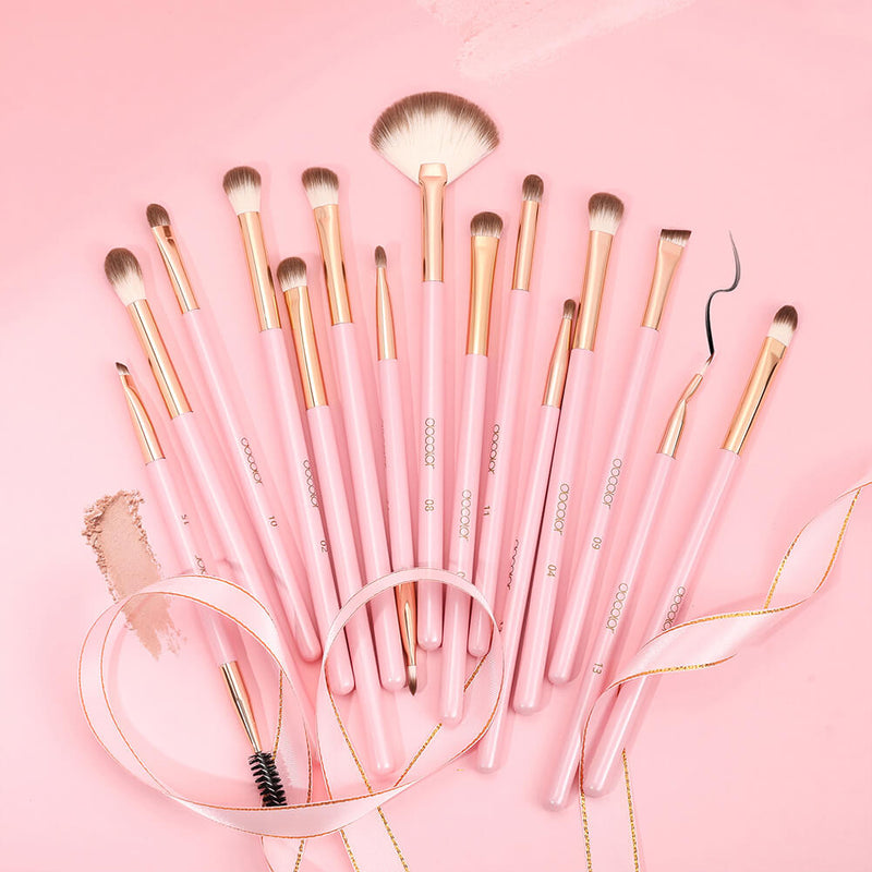 Docolor makeup brushes Soft Pink - 15 Pieces Eye Brush Set eye makeup best makeup brushes synthetic hair makeup brushes professional makeup brushes Instagram makeup brush popular makeup brand