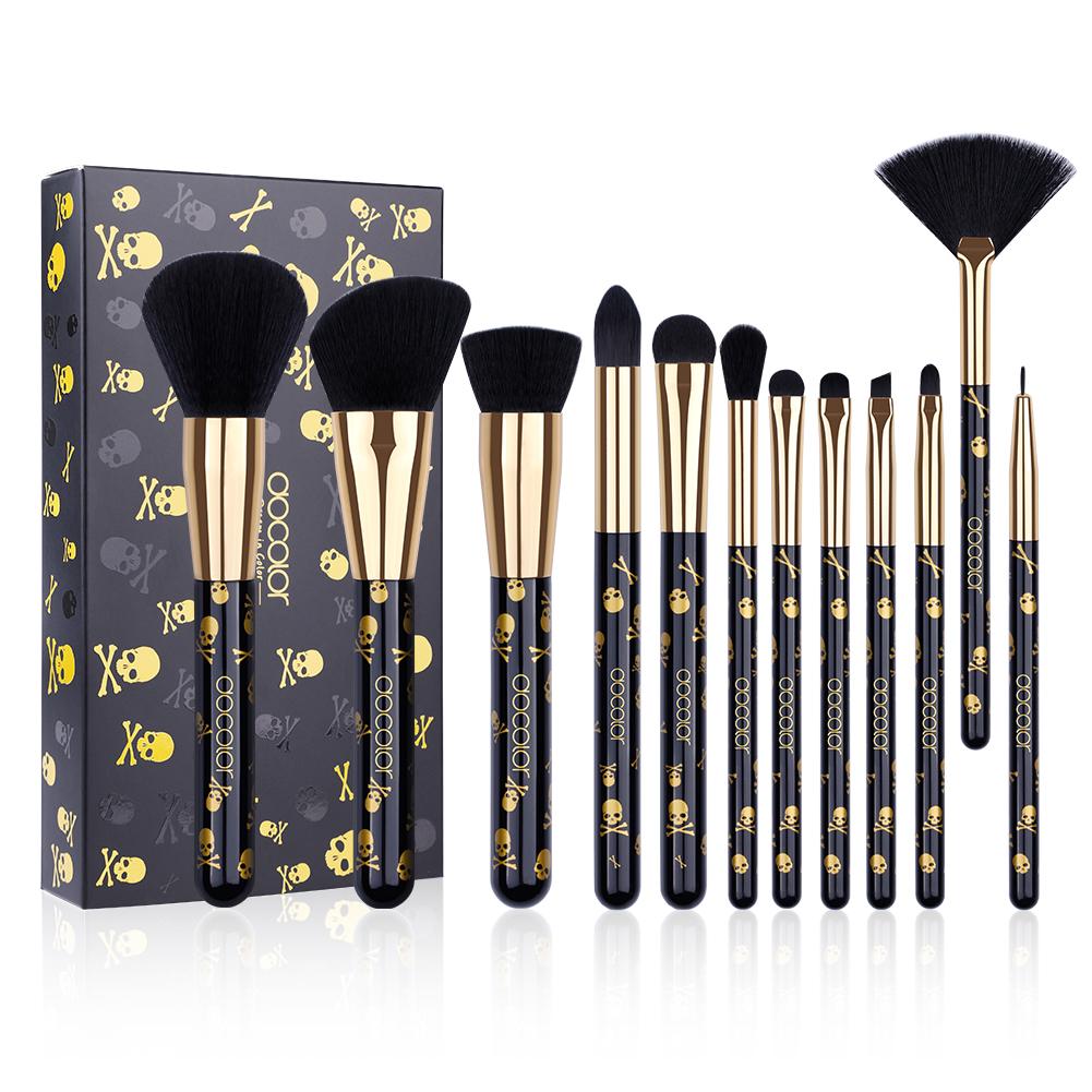 Docolor makeup brushes 8 Pieces Sparkle Brush Set With Holder (Black) best  makeup brushes synthetic hair