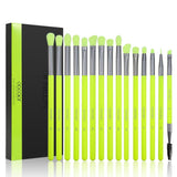 Docolor Cosmetics - Makeup brushes - Neon Green 15 Pieces Eye Brush Set - best makeup brushes professional makeup brushes eye makeup brush neon brush popular makeup brand