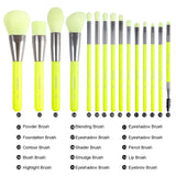 Docolor makeup brushes Neon Green 15 Pieces Synthetic Brush Set best makeup brushes neon makeup brushes professional makeup brushes Instagram makeup brush Docolor synthetic hair brushes natural makeup looks euphoria makeup