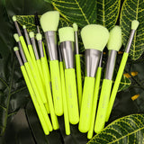 Docolor makeup brushes Neon Green 15 Pieces Synthetic Brush Set best makeup brushes neon makeup brushes professional makeup brushes Instagram makeup brush Docolor synthetic hair brushes natural makeup looks euphoria makeup