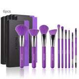 Docolor wholesale Neon Purple 10 Pieces Synthetic Makeup Brush Set - 6pc in bundle