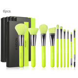 Docolor Neon Green 10pc Makeup Brush Set - 6pcs in Bundle